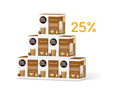 Wir sagen Danke mit einem ganz besonderen Angebot. Vorteilspacks-Deal: 25 % Rabatt | NESCAFÉ® Dolce Gusto® header image