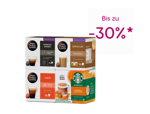 Bis zu 30 % auf alle Kapseln! Mit NESCAFÉ® Dolce Gusto® header image