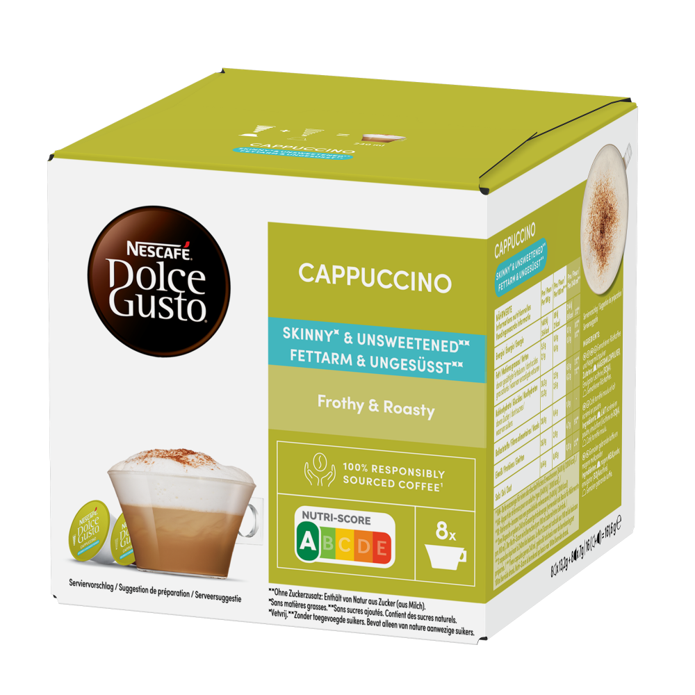 CAPPUCCINO FETTARM & UNGESÜSST seitlich | Nescafé Dolce Gusto