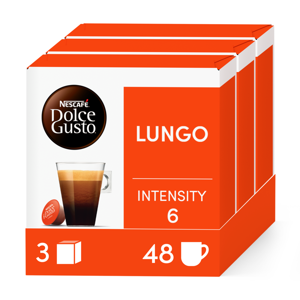 Lungo Vorteilspack 3 Packungen vorne | Nescafé Dolce Gusto