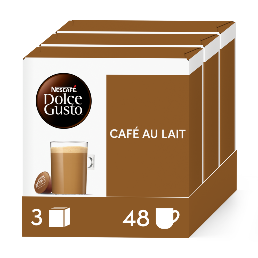 Café au lait Vorteilspack 3 Packungen vorne | Nescafé Dolce Gusto